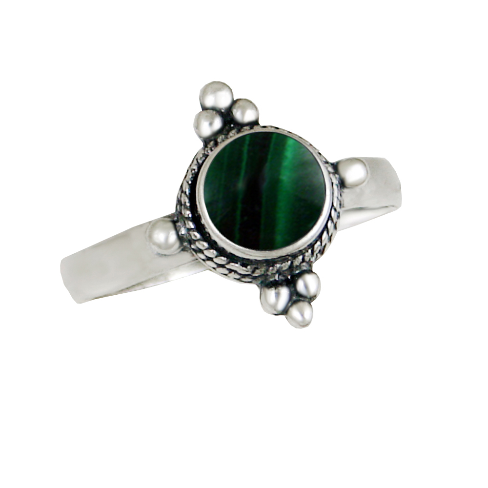 Sterling Silver Gemstone Ring With Malachite Size 9